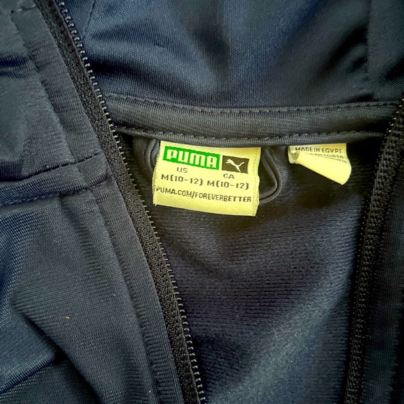 Medium Blue Puma Hoodie w Puma Emblem Front/Back + Lighter Blue/Yellow Stripping - Picture 5 of 5